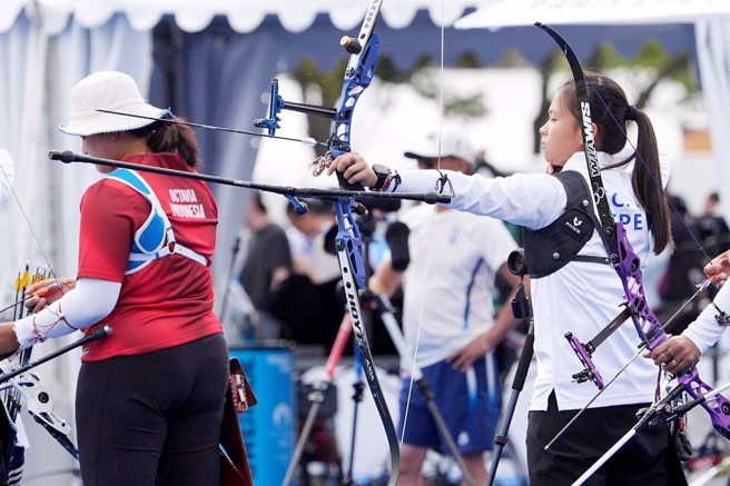 中華女子射箭李彩綺在個人排名賽射出646分排名40。(杜宜諳攝)