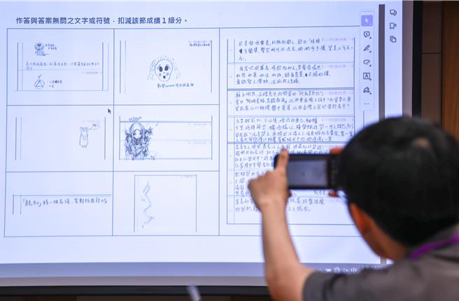 大考中心於今（26）日開會審議考生違規事項。依照統計，考生違規當中有51件是在作答區書寫與答案無關的文字或符號，包含塗鴉「哆啦A夢」，或撰寫《赤壁賦》。（羅永銘攝）