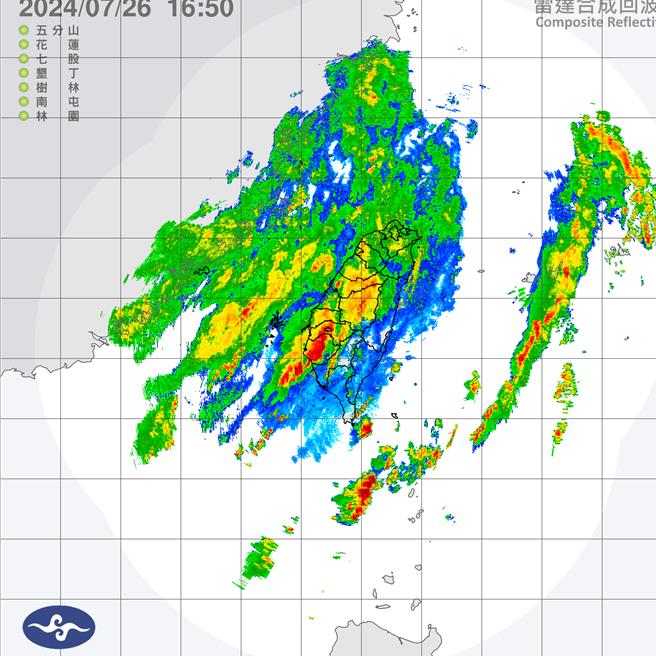 受雷雨影響，嘉義機場暫停地面作業。（中央氣象署提供）