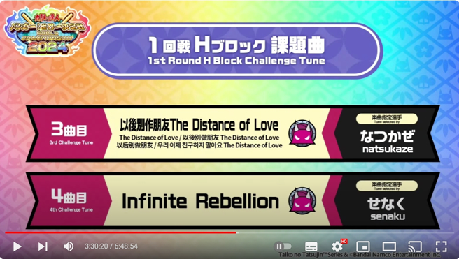 有日本选手挑了〈以后别做朋友〉为太鼓达人比赛自选曲。（图／YT@ バンダイナムコアミューズメント公式チャンネル）