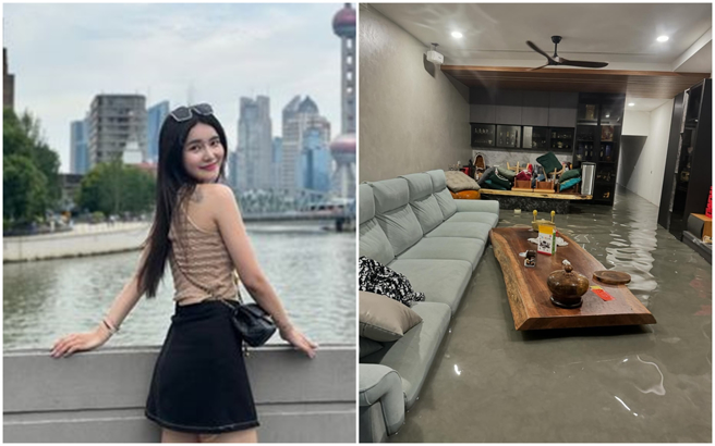 网红Nini老师曝彰化鹿港淹水灾情。（图／Nini老师 提供）