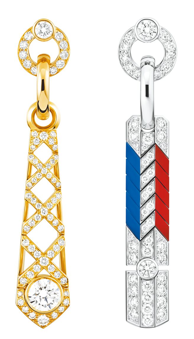 Gold Slider耳环融入不对称设计，充满运动活力。（CHANEL提供）