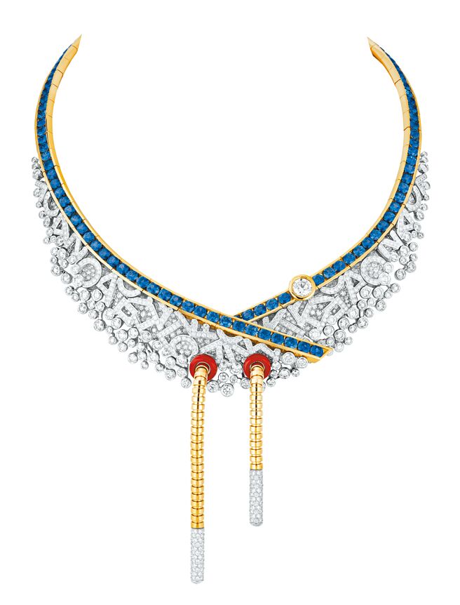 以运动繫绳为灵感的Sweater项炼，两条金属管细绳垂挂胸前，让人联想到帽T。（CHANEL提供）