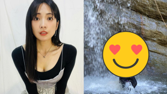 阿喜白色小可愛險撐不住 瀑布濕身 「彈巨乳」網看傻：木蘭飛彈