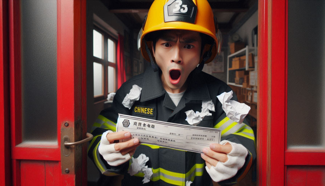 大陸一名消防隊員在分隊旁整理器材，發現一張廢紙撿起來，居然是張6000萬的支票。（示意圖、與本案無關／AI生成）