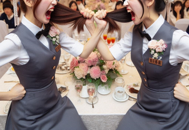 香港沙田區某知名酒店內發生2女員工因工作問題起爭執，演變成肢體衝突「互相拉扯頭髮」。（示意圖、與本案無關／AI生成）