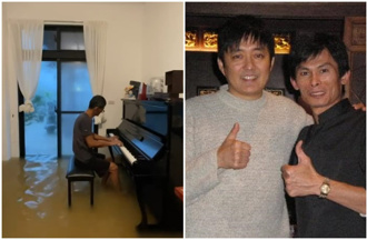 暴雨灌家中狂淹到小腿　綠葉男星泡黃泥水淡定彈琴