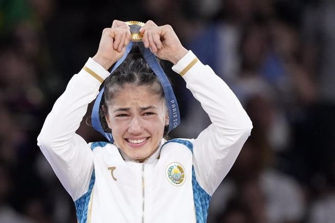 乌兹别克女将凯迪约洛娃获得柔道52公斤级金牌。（美联社）