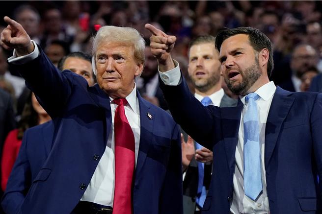 美国总统当选人川普和副手范斯。（路透社）