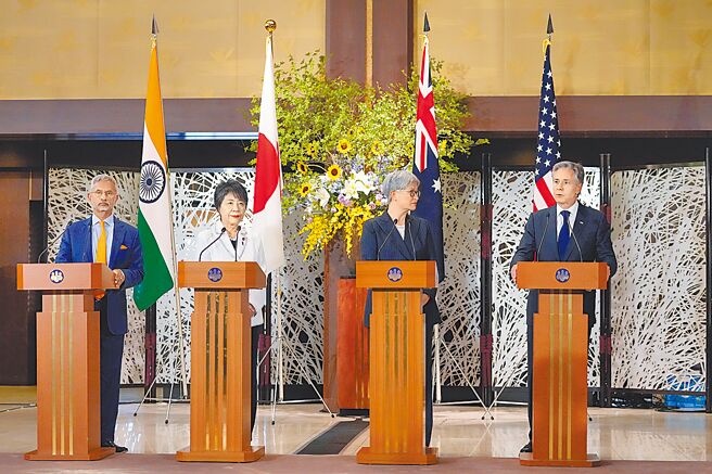 美国、日本、澳洲和印度29日在东京举行「四方安全对话」（Quad）外长会议。（美联社）