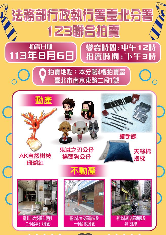 拍卖海报（台北分署提供）