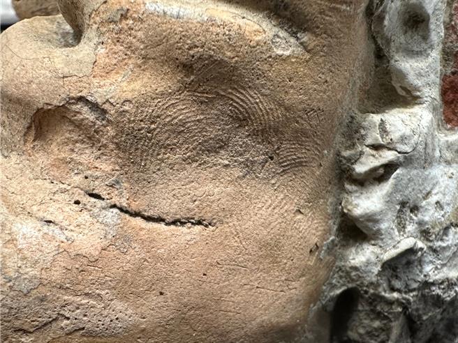 调查研究过程发现胎体制作痕迹，指纹是否为叶王所留下？  耐人寻味。（文资处提供／曹婷婷台南传真）