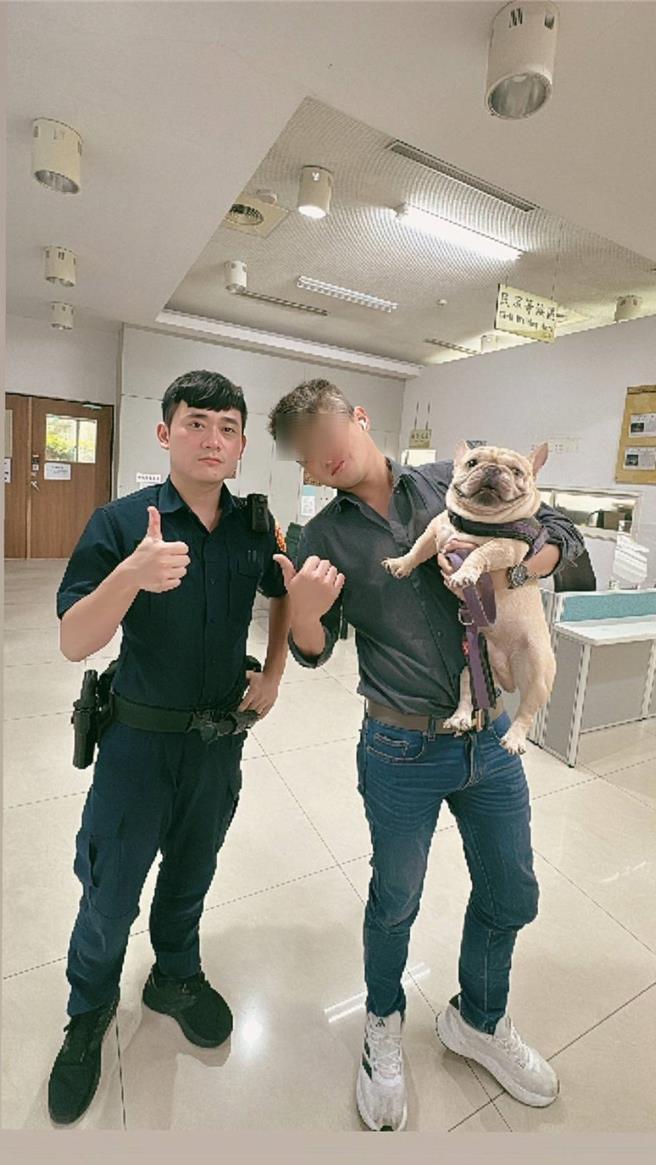 法斗犬「多多」29日深夜走失，所幸身上植有晶片，顺利找回主人。（民眾提供）