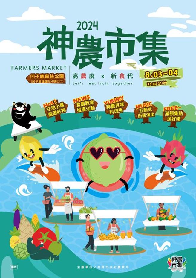 ：每月第四個禮拜六、日下午三點到九點在凹子底森林公園舉辦的神農市集又來了。（圖／高雄市農業局）