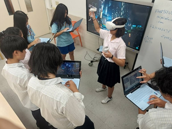 復兴高中打造VR虚拟空间，运用AI操作，使学生有实作空间。（照片/復兴高中提供）