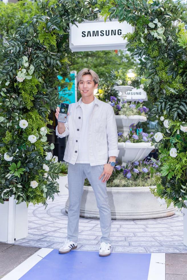 鞍馬王子」李智凱擔任三星摺疊機體驗活動一日活動大使 。（吳松翰攝）