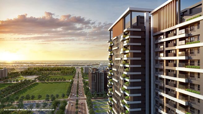 遠雄海線造鎮壓軸第十期「遠雄星呈」，高層視野與建築立面。圖／業者提供