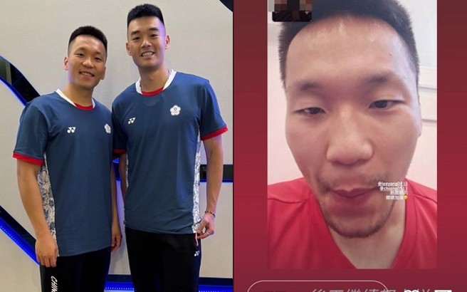 李洋7月中出发巴黎奥运，脸上乾乾净净（左图）；昨天比完4强赛，鬍子已经长了一圈（右图）。（翻摄李洋IG）