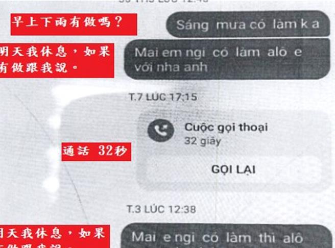 越南籍男子「阿辉」在社群平台号召在台同乡于休假日到工地打工。（彰化县专勤队提供／孙英哲彰化传真）