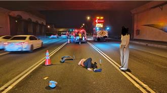 国3大溪段深夜女驾驶肇事 工程人员遭惨撞躺车道