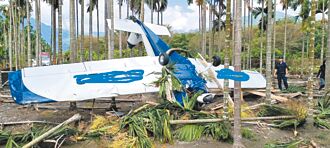 倒頭栽… 輕航機迫降檳榔園 2人輕傷