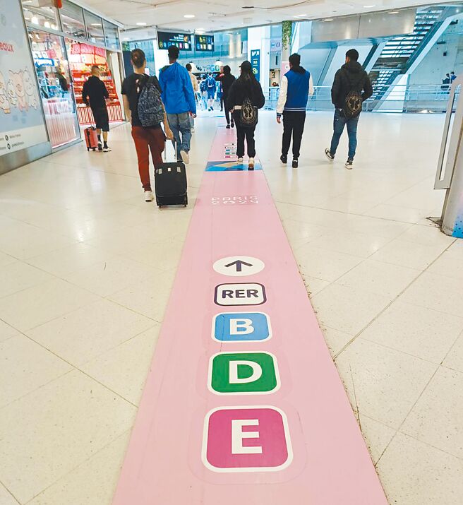 巴黎北站的指標，清楚指示要前往搭乘的列車月台方向。（陳筱琳攝）