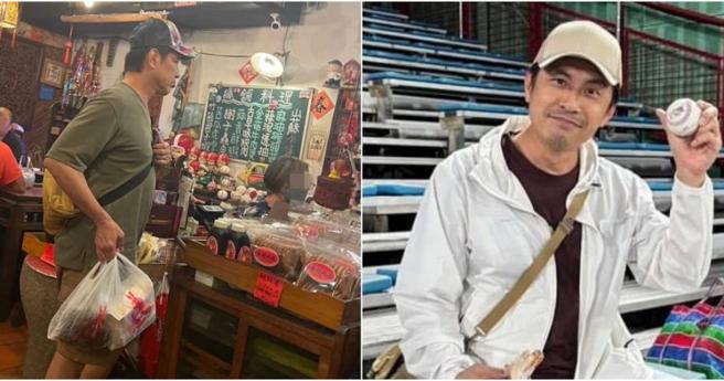 蘇炳憲出現在天母某家餐廳，還幫店家做外場服務，拿著客人的外帶餐點。（圖／讀者提供／翻攝蘇炳憲臉書）