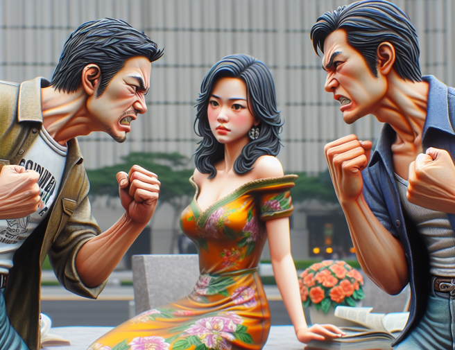 逮到正妹跟小王看演唱会，金主男友崩溃大曝18禁内容还狠踢女子，现场聚集不少围观民眾。（示意图／AI生成图）