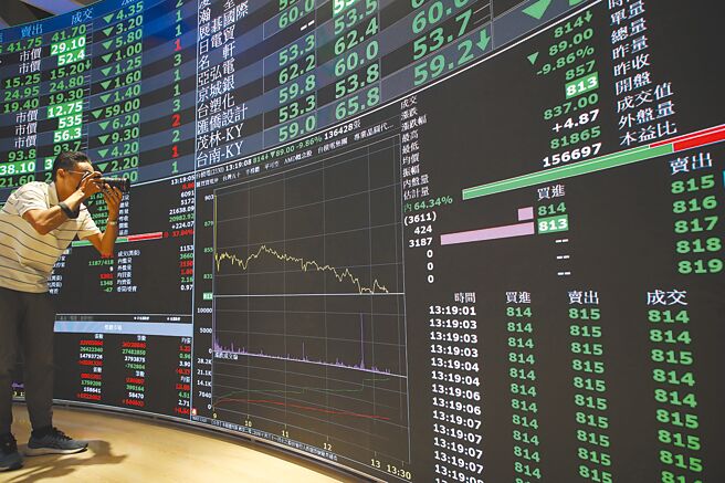 台股5日重挫，不过具「稳市」功能的国安基金至今仍默不作声。图为民眾拍下难得的个股走势图。（刘宗龙摄）