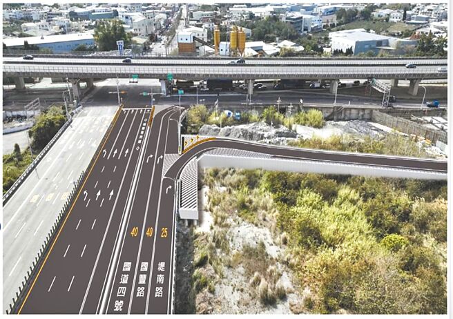 立委楊瓊瓔服務處5日指出，台13線后豐大橋下游側橋面新增引道銜接堤南路，解決國道4號匝道銜接后豐大橋上下班時段塞車問題，預定今年12月底完工通車。（立委楊瓊瓔服務處提供／張妍溱台中傳真）