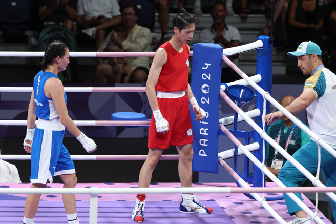 林郁婷晉級八強時，賽後遭烏茲別克教練拒絕握手。（圖／杜宜諳攝）