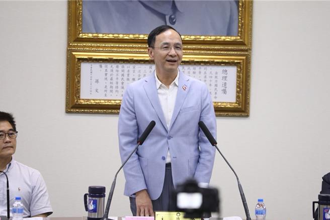 國民黨主席朱立倫今在中常會上發表談話。（文傳會提供）