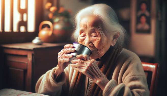 一位女子分享，她的阿嬤愛用2.5公斤的自製冰杯喝飲料。（示意圖／AI生成）