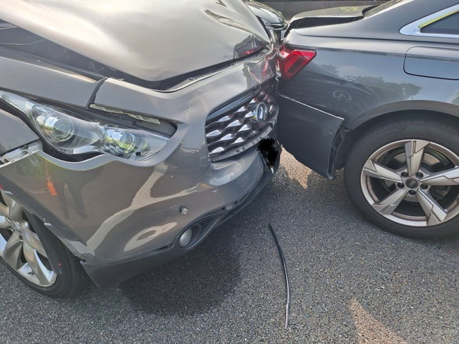 昨（8日）上午7時47分，國道3號南向40公里土城路段發生一起連環車禍。（圖警方提供／簡銘柱翻攝）