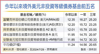 境外美元非投等債基金 績效靚