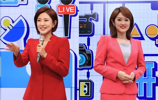 王鈺婷（左）、陳璽鈞指導小小主播，關於播報的技巧。（鏡電視提供）