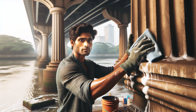 男子近日看到有工人在清洗橋墩氣得開罵。（圖／示意圖，AI生成圖）