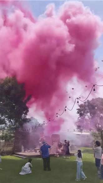 放炮加彩煙！親子餐廳性別趴「粉塵」瀰漫 網批：想起八仙塵爆