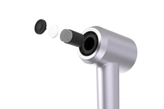 DIKE等离子护髮吹风机利用植物护髮精萃的护髮锭，在吹头髮之际同时护髮。（双全国际提供／古明弘台北传真）