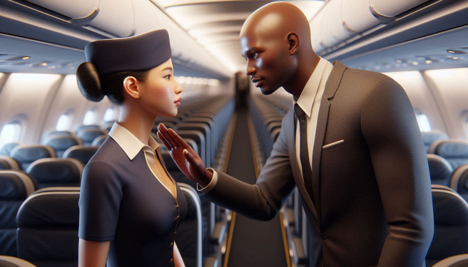 美式足球退役球星戴维斯伸手拍空服员手臂，要帮儿子讨要冰块，没想到却被上铐逮捕。（示意图、与本案无关／AI生成）