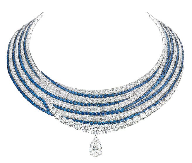CHAUMET珠宝展登台，全场最贵的Harmonie蓝宝石项炼，约1亿3千500万元。（CHAUMET提供）