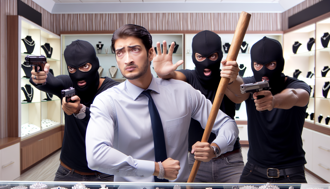 珠寶店遭持槍搶劫！ 超猛老闆持木棍以一敵四成功擊退