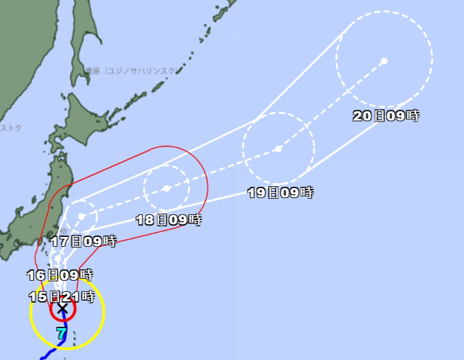 安比颱風明、後天將影響日本。（翻攝日本氣象廳）
