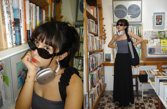 安心亚在书店各种摆拍，造型既有个性又甜美。（图／IG@xinya_an）