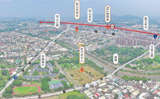 高雄市府在冈山机15用地打造新行政中心，由尚发营造获选为最优申请人，预计投入81亿加入公托、商业空间。（高雄市都发局提供／任义宇高雄传真）