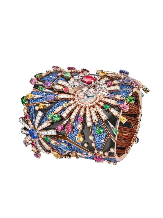 宝格丽Fuochi d’Artificio Manchette「烟火」手鐲神秘表。（BVLGARI提供）