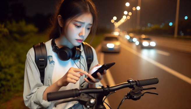 大陆安徽一名女子夜骑脚踏车，结果累了不想骑，竟找代驾来骑回家。（示意图、与本案无关／AI生成）