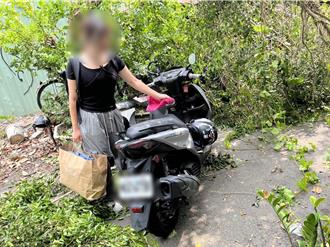 台中暴雨路樹倒塌   少女愛車遭「埋」淚眼求警救援