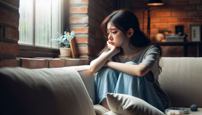 女子被怀疑劈腿，双方争吵时大腿被刺伤，渣男竟还强逼她自慰拍片。（示意图、与本案无关／AI生成）