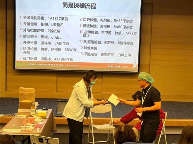 「臨床性侵害採證護理師-種子師資培訓課程」，17日首場在在童綜合醫院舉行，由聖保祿醫院副院長楊誠嘉講解「性侵害採證」課程，精進醫療人員驗傷採證技巧。（童綜合醫院提供／張妍溱台中傳真）
